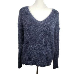 DKNY Jeans Women's size Small Blue Fuzzy Sweater - Gently Used